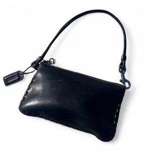 Vintage Coach Signature C Multi Color Interior Black Small Wristlet Pouch Zipper
